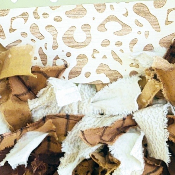 Hello There Shades of Brown Fabric Rag Wreath Door Decor Shabby Chic Decor 18" - Picture 7 of 13